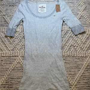 Vintage Hollister Light Gray Striped Long Sleeve Top NWT